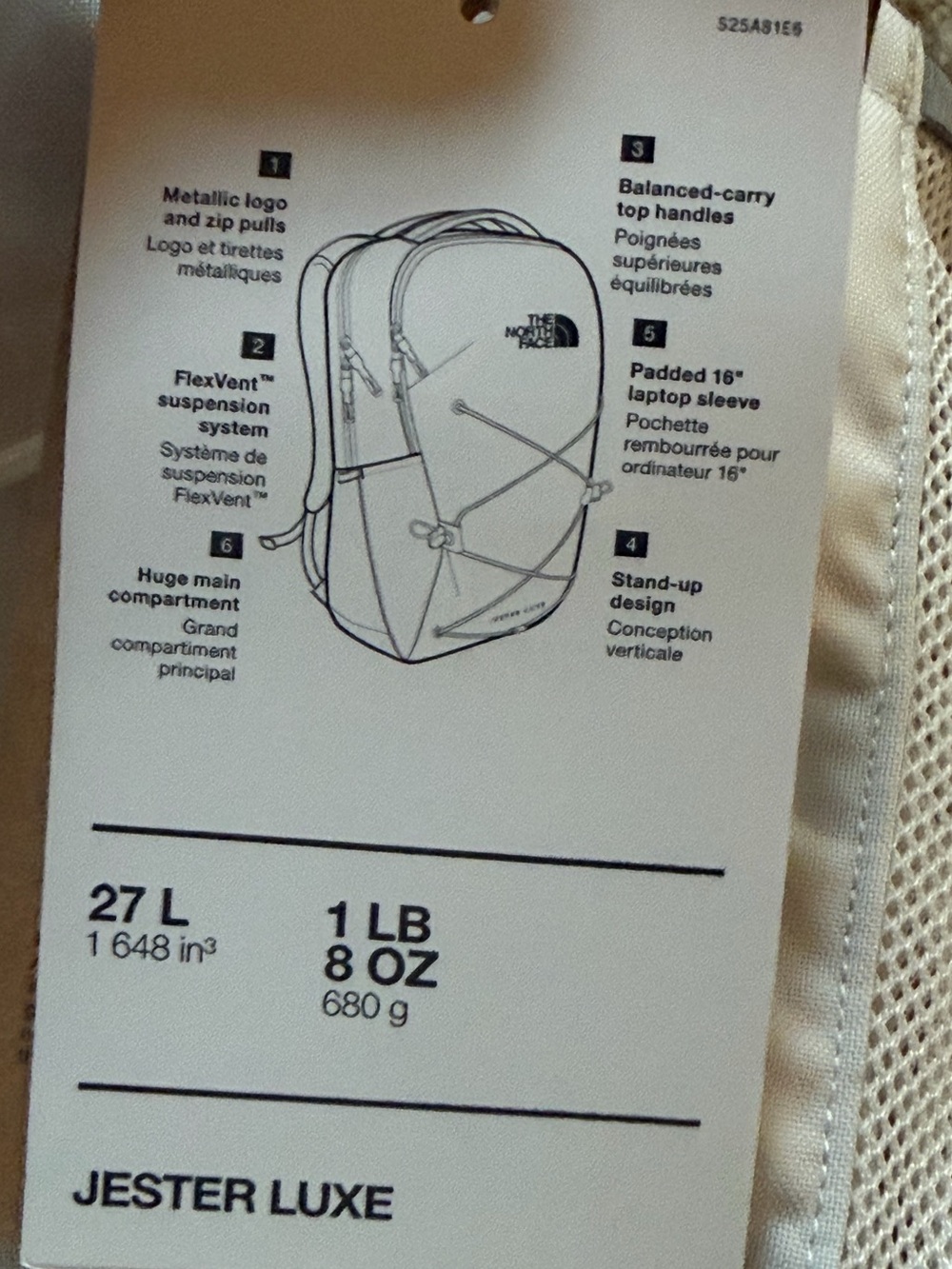 The North Face Women's Jester Luxe 27L Backpack with Rose Gold Logo - Picture 5 of 5